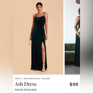 Emerald Velvet dress from BIRDY Grey. Size M